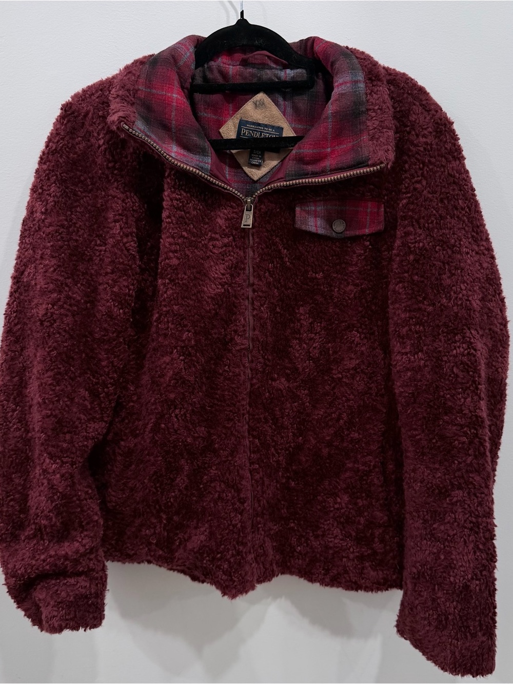 Pendleton Burgundy Plush Sherpa Zip-Up Jacket - Picture 4 of 6